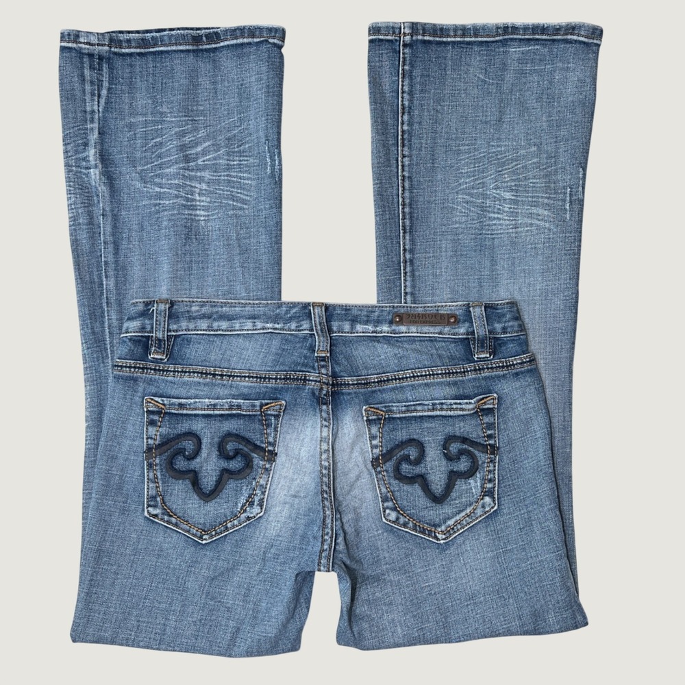 2000s Y2K Bootcut Jeans Flare Low Rise Blue Rock for Express Distressed Size 6 S